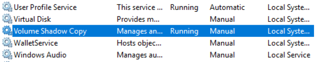 Volume Shadow Copy