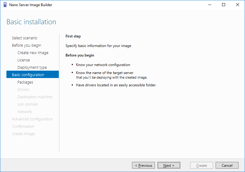 Nano Server Basic Configuration