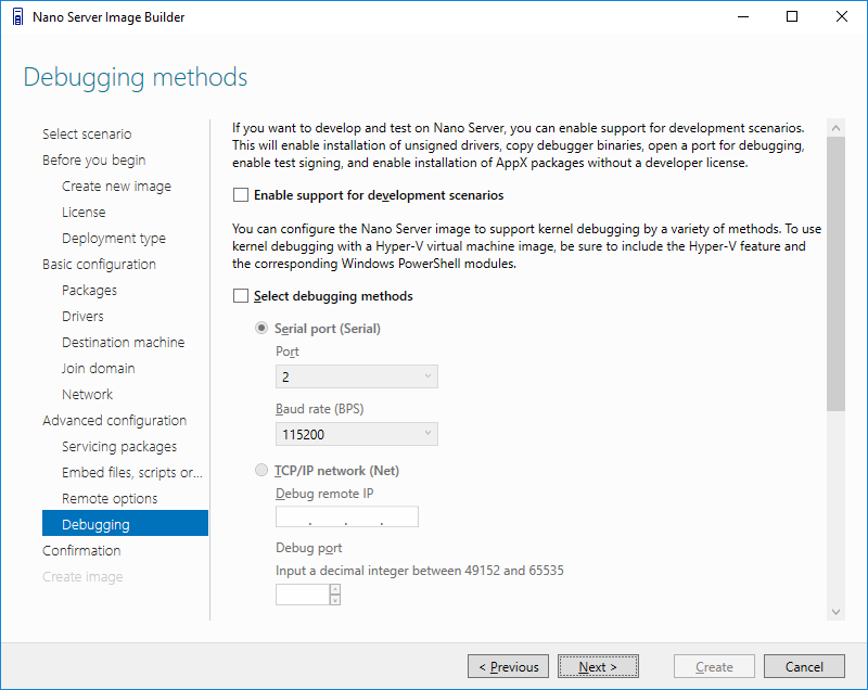 Nano Server Debugging methods