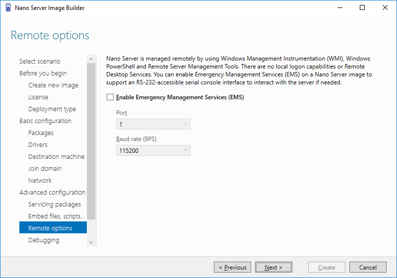 Nano Server Remote Options