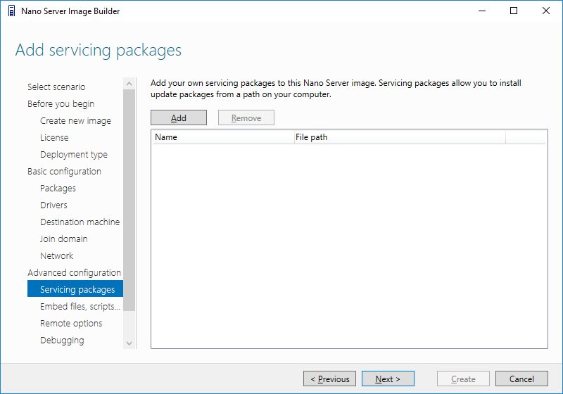 Nano Server Embed Files and Commands