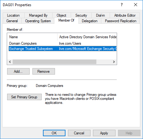 Exchange DAG Cluster Name Object - CNO