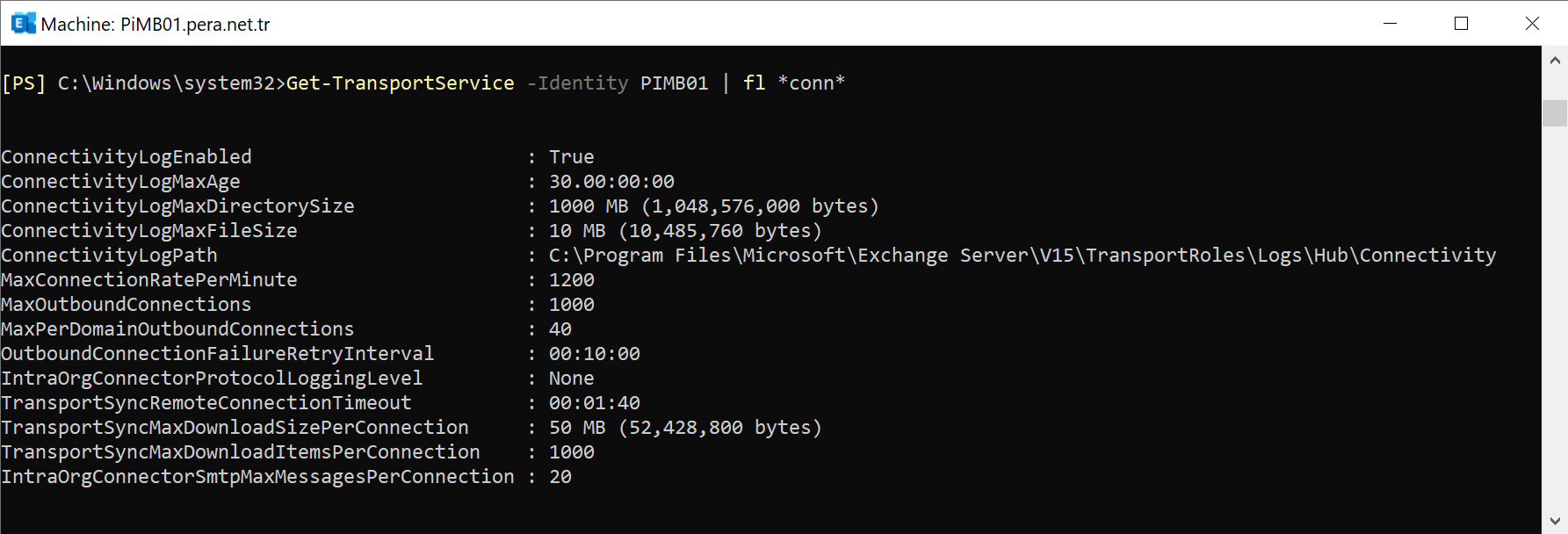 Exchange Transport Service Connectivity Log