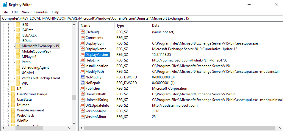 Microsoft Exchange Server 2019 Pach KB5023038 DisplayVersion