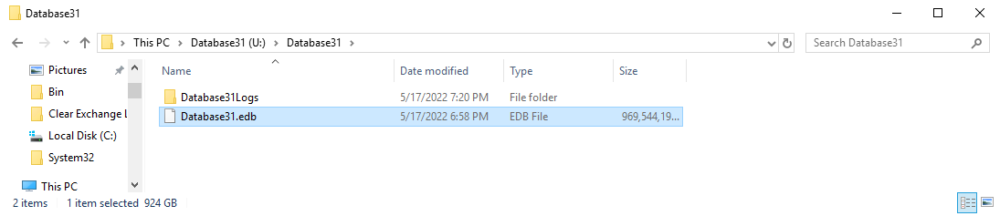 Exchange Database EDB file