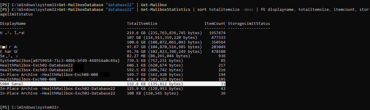 Get-Mailb0xStatistic